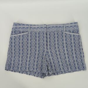 Ann Taylor LOFT Blue White Geometric Floral Embroidered Riviera Cotton Shorts 12